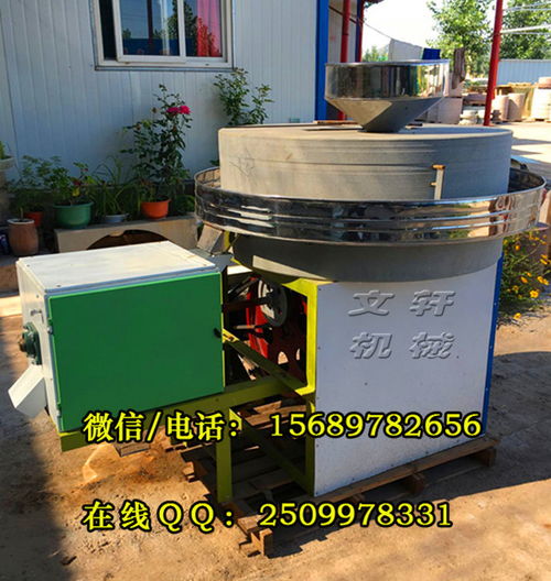 自產(chǎn)有機(jī)面粉石磨機(jī) 文軒60型五谷雜糧電動(dòng)石磨機(jī)廠家 香油石磨